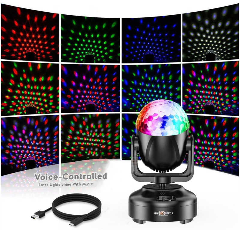 Pick Ur Needs Multi-Color Stage Light with Sound Sensor TechnologyRGB Light with Flash Single Disco Ball(Ball Diameter: 10 cm)