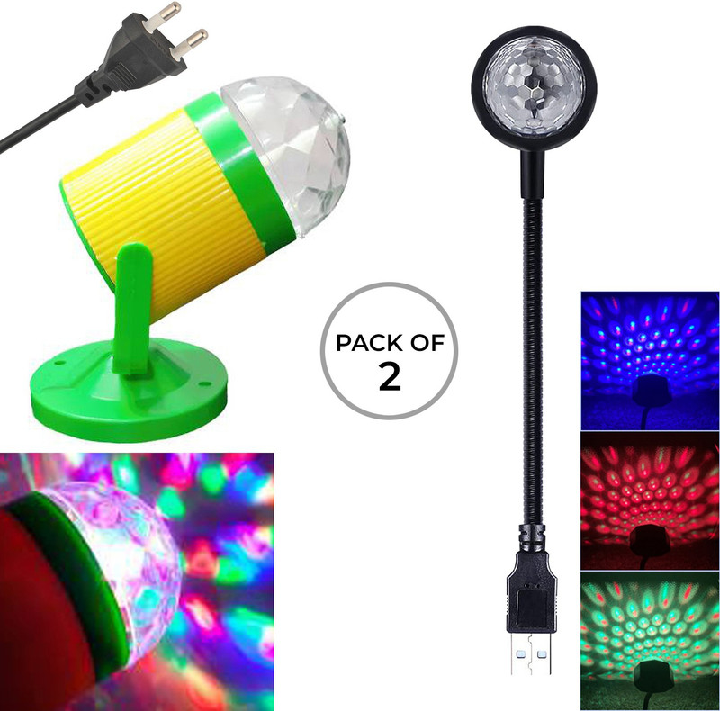 MOBIZAC Flexible USB Disco Light + Table Stand DJ Light for Home Party and Bedroom Combo Single Disco Ball(Ball Diameter: 8 cm)
