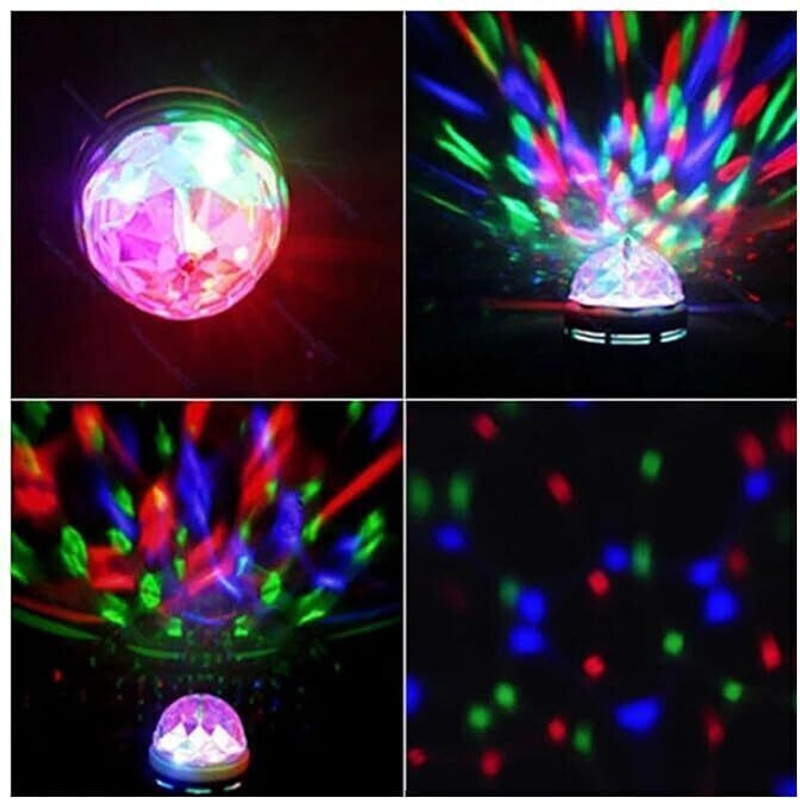 Glowing Night LED Rotating Light Bulb Multicolor Party Light Bulbs Party Crystal Ball Single Disco Ball(Ball Diameter: 2.5 cm)