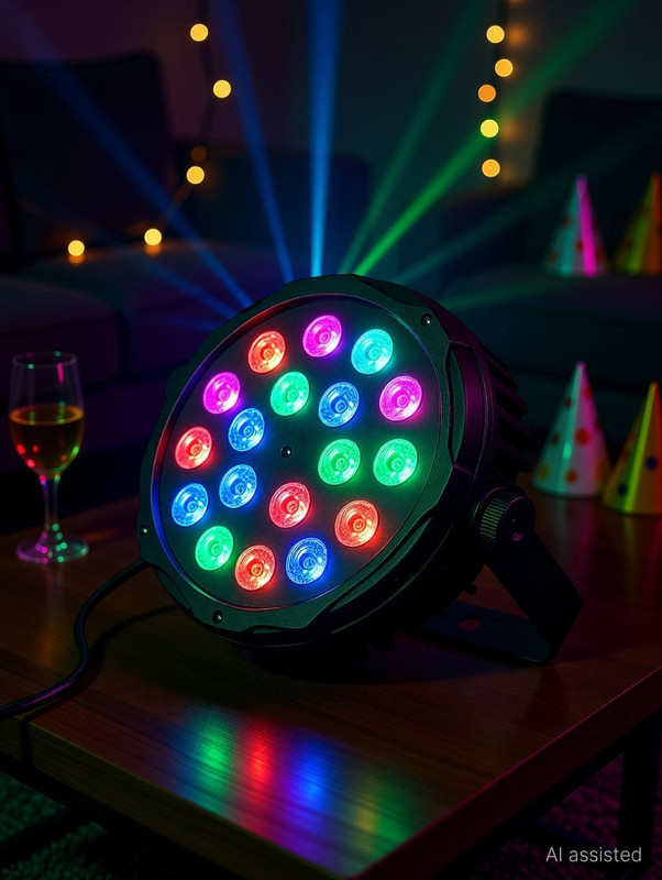 Vespa 18 LED Flat PAR Stage Light with Remote Control for Birthdays Home Celebrations Shower Laser Light(Ball Diameter: 18 cm)