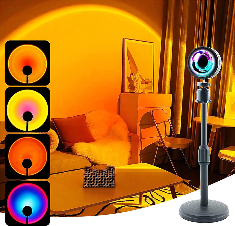 Augen 4 Colors Sunset Lamp, Sunset Projection Lamp LED Night Lights, 360° Rotation Disco Ball Set(Ball Diameter: 7 cm)