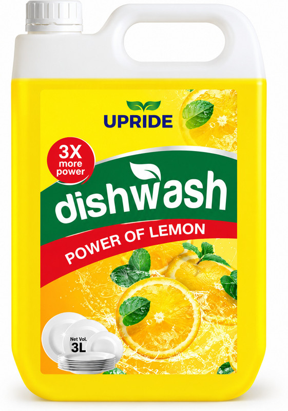 Upride Lemon Dish Wash Gel For Cleansing Stains, Oil, Grease And Bacteria 3L Dish Cleaning Gel(Lemon, 3 L)