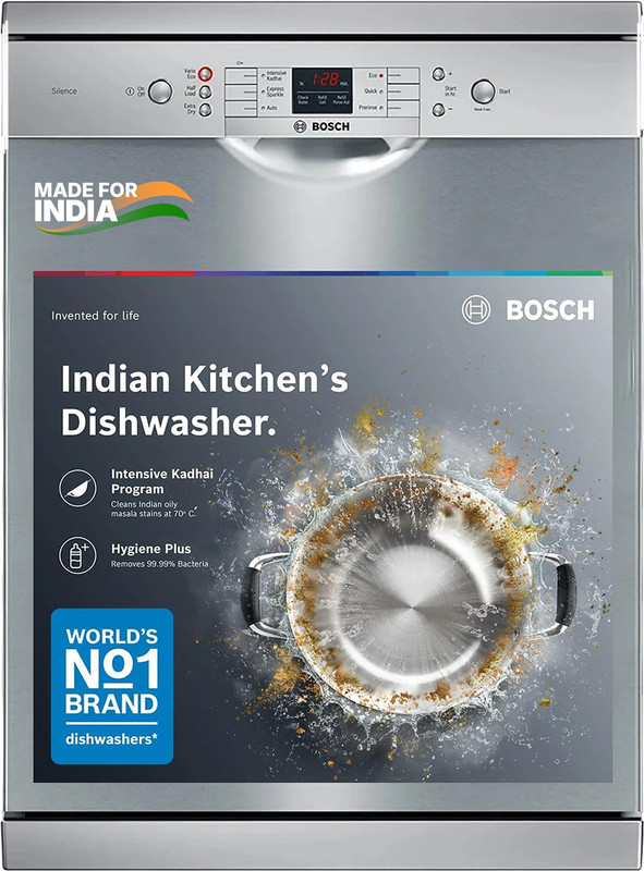 Bosch SMS66GW01I Free Standing 13 Place Settings Silver Inox