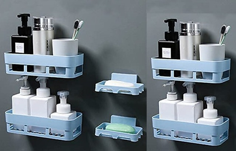 Zenvio PACK OF 6(4 Shelves+ 2 Soap Dish) ABS Plastic Kitchen Bathroom Soap Holder(White)