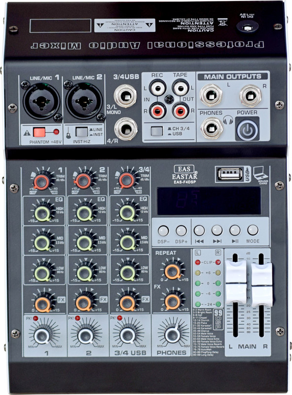 Adiohub Audio Mixer 4 Channel for Stage Live Studio Stereo Recording DJ Stage Powered Sound Mixer