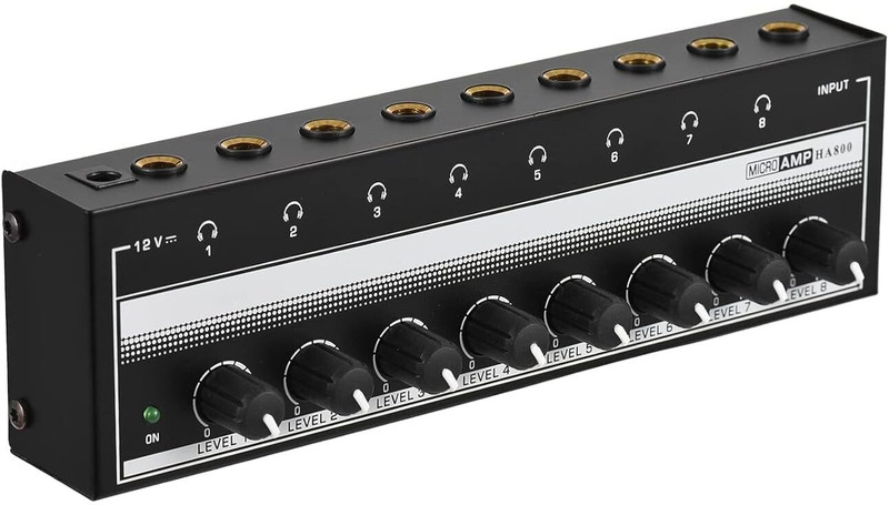 KH HA800 Headphone Amplifier Audio Amp Ultra Compact 8 Channels Mini Audio Stereo Wired DJ Controller