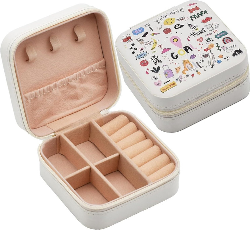 Demokrazy Mini Jewelry Travel Case, PU Leather Travel Jewelry Organizer Box Dock(Multicolor)