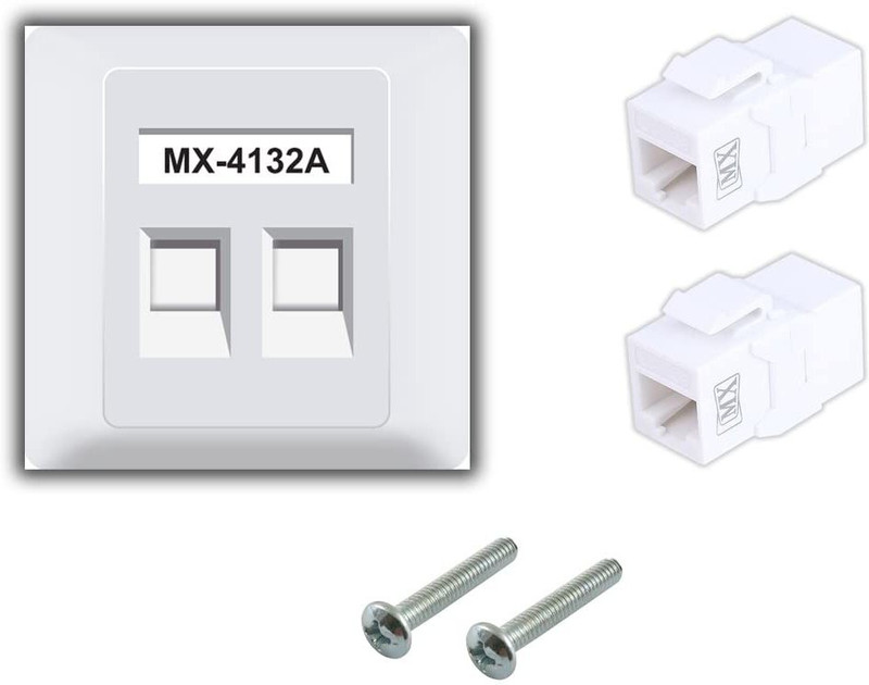 MX Single Port Face Plate with Shutter & STP CAT-6A Inline Coupler Extension Dock(White)