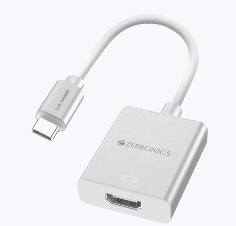 ZEBRONICS TA150H Type C to HDMI converter, HDMI 4K, Compatible with MacBook, Laptop ZEB TA150H TYPE C TO HDMI(White)