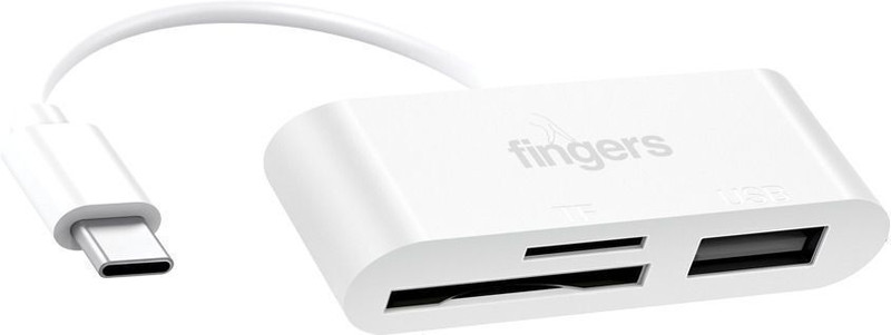 FINGERS Compacto 3-in-1 USB Hub And Card Reader Card Reader(White)