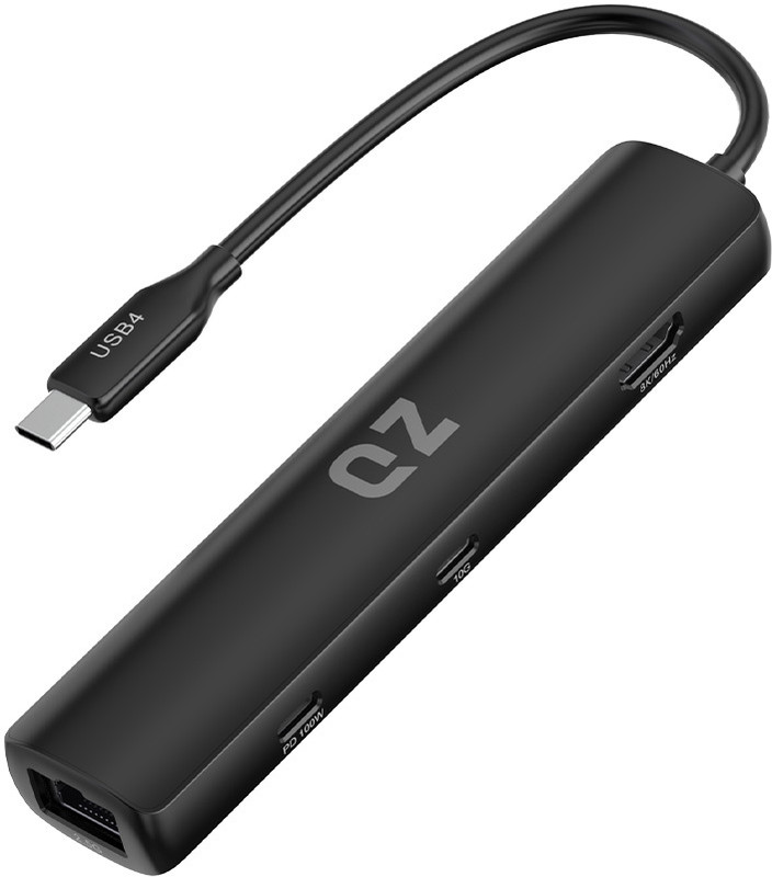 QZ [USB 4.0, 8K/60Hz, 6 in 1] USB 4.0 Hub HDMI 8K/60Hz, 40 Gbps, USB Hub 4.0, Power Delivery PD 100W, Laptop Docking Station for USB 4.0 PC Laptop Phones and Office Work Stations [Aluminum](Gray)