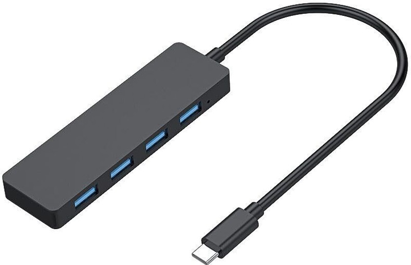 Sancy Portable Type-C to USB 3.0 4-Port Hub – Super-Speed USB Extension High-Speed Data For Laptops, PCs, Tablets, Mobiles & Gaming Consoles(Black)
