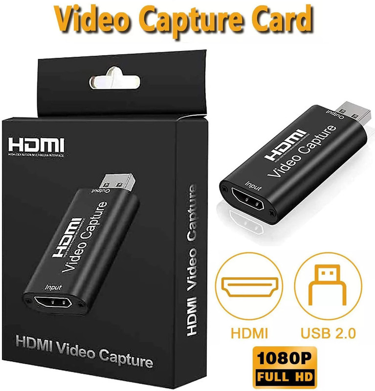 BALRAMA HDMI Video Capture Audio Video Capture Card HDMI Capture Device HDMI to USB 2.0 Combo Set(Black)