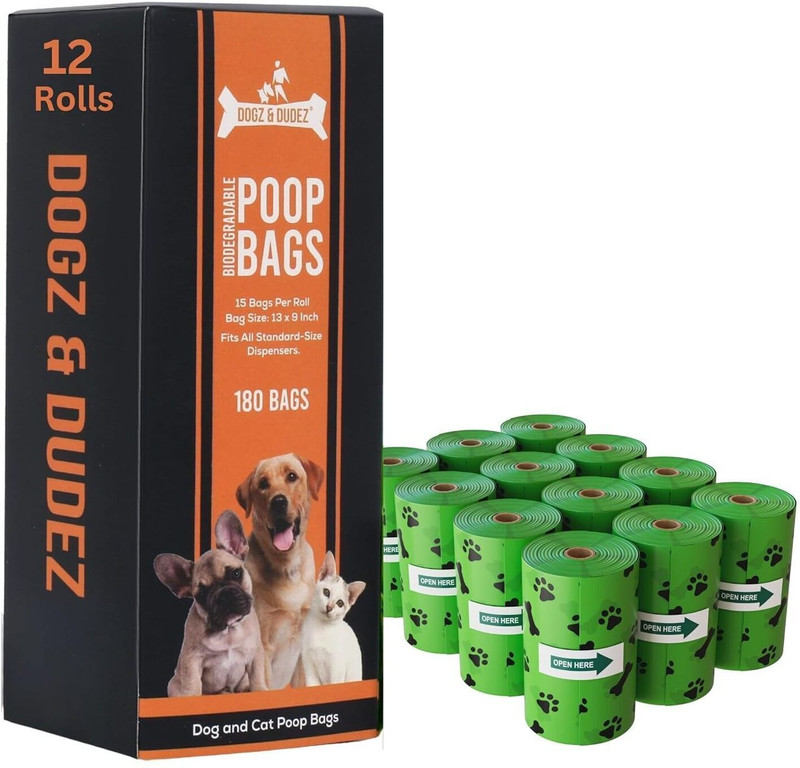 DOGZ & DUDEZ Dog Waste Pickup Bags(15 Bags 12 Rolls)