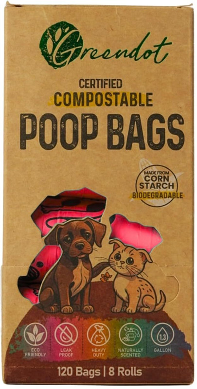 GREENDOT BIOPAK Dog Waste Pickup Bags(15 Bags 8 Rolls)