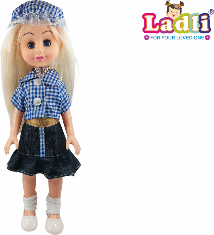 Ladli Girl Doll in Blue Skult Dress With Hat & Hand Bag doll For Kids(Multicolor)