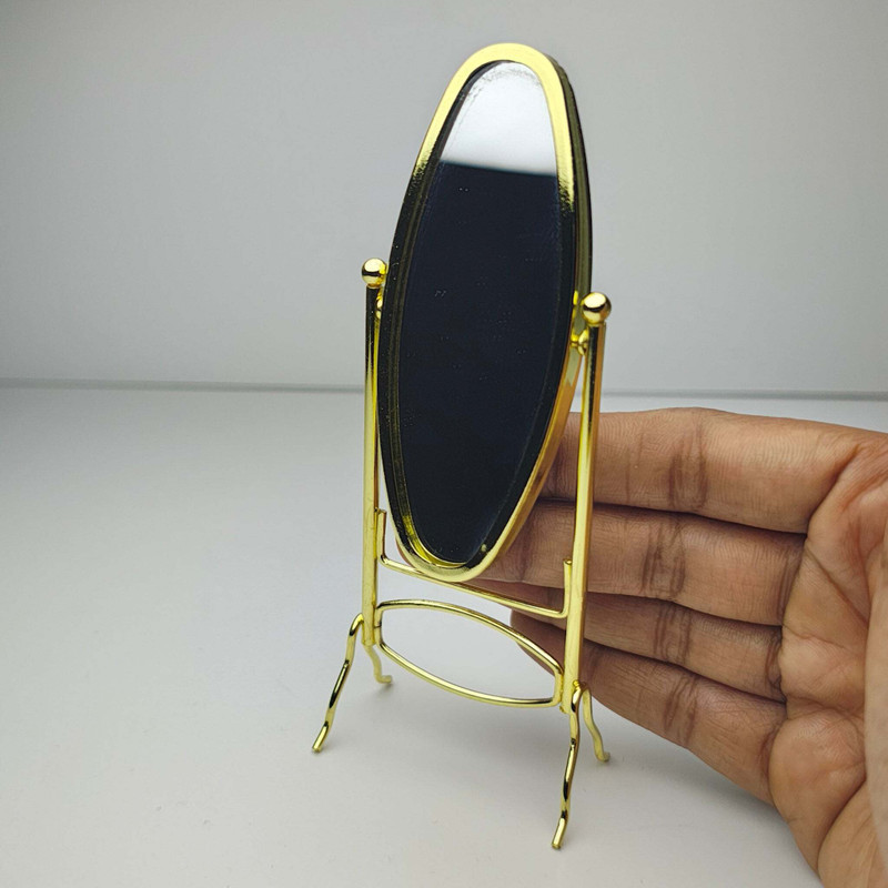 MINIATURES SHOP Miniature Decorative Mirror Dollhouse Furniture Accessories Playset(Gold)