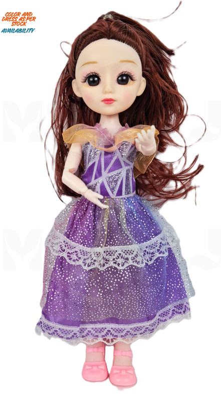 Meesaj Mahi Girls Lovely Doll in Purple Dress – Fully Movable Cute Toy for Kids 3+(Multicolor)