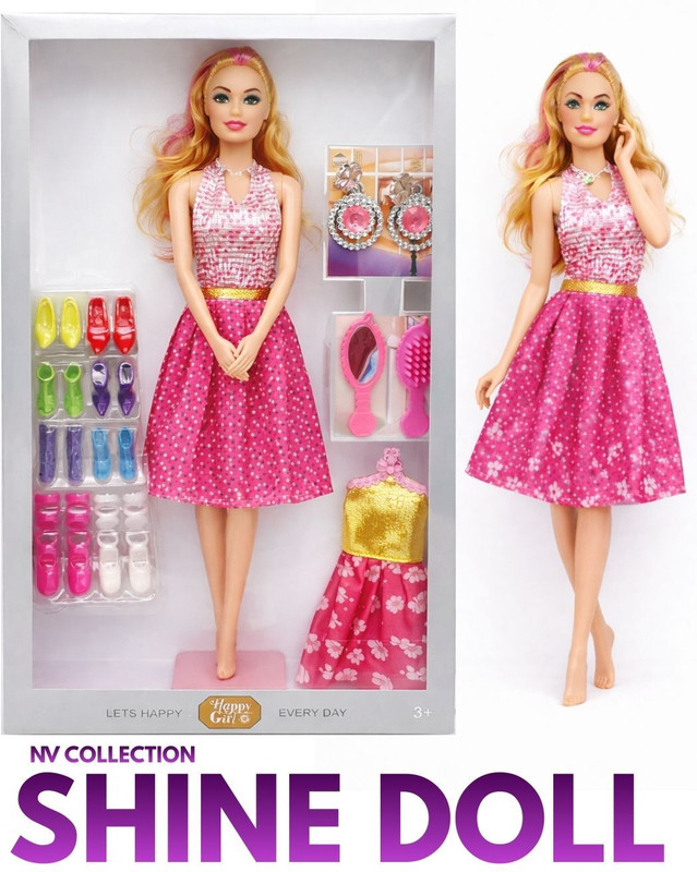 NV COLLECTION Shine Dolls Role Play Fashion Set for Pretend Play(Multicolor)