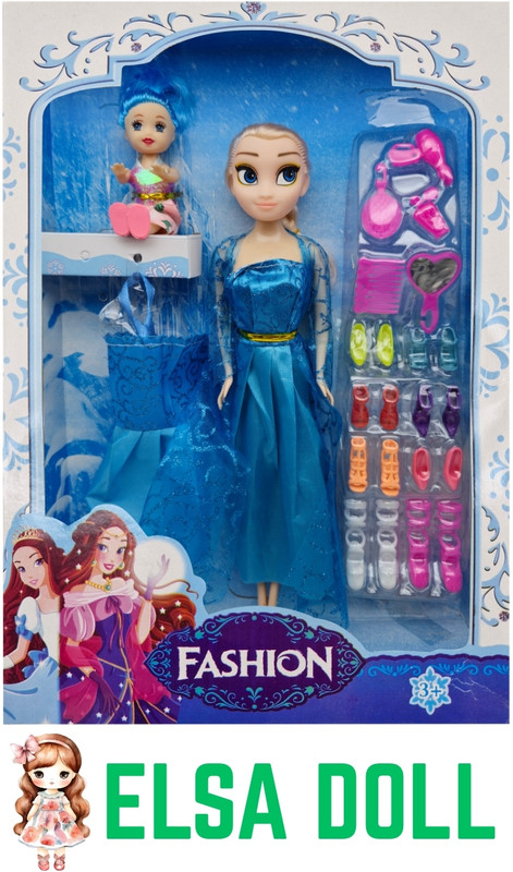 CTC CREATION Sparkling Elsa Doll and Baby with Fashion Essentials(Multicolor)