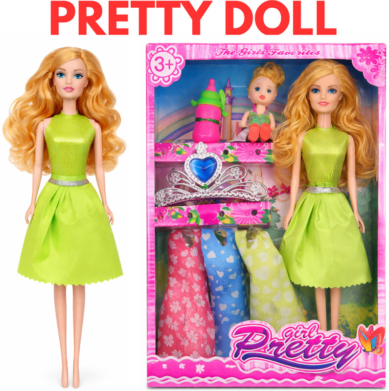 CTC CREATION Cute Family Doll Playset with Accessories for Kids(Multicolor)