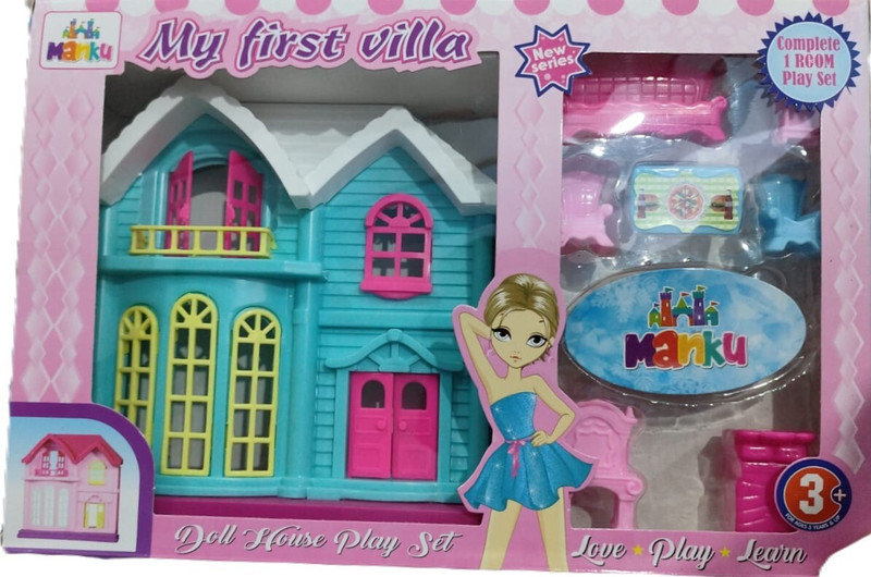 PIXPLAY My First Villa Doll House Complete One Room Play Set For Kids(Multicolor)