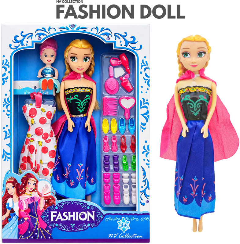 NV COLLECTION Fun Doll Set with Baby and Playtime Items(Multicolor)