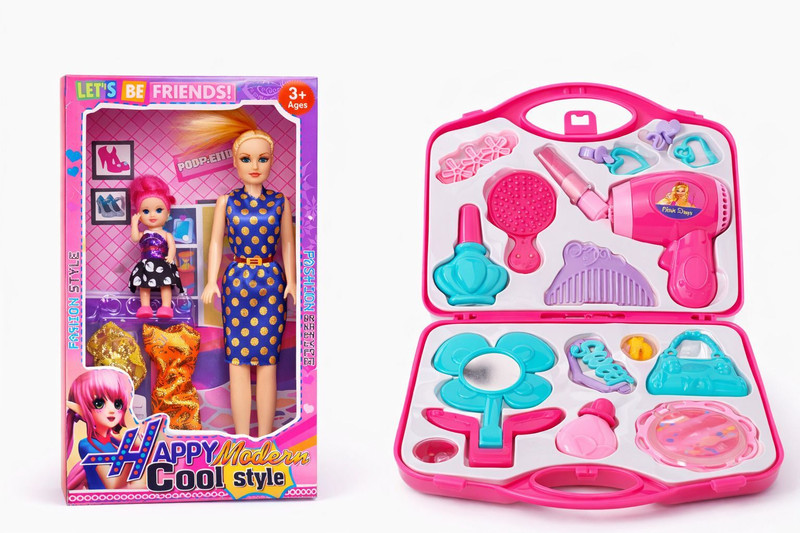 Hitlo Toys Fashion Doll Set with Beauty Makeup Kit for Girls | Combo Toy Gift for Kids 3+(Multicolor)