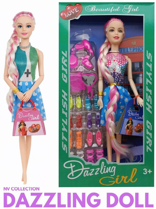 CTC CREATION Doll designed with intricate braids and a classy purse(Multicolor)