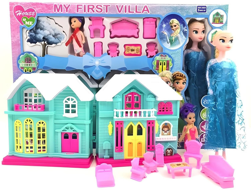BeautyBazaar My First Villa Dream Frozen' Doll House Toys Playing Set for Girls(Multicolor)