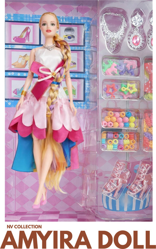NV COLLECTION Amayira Glamour Doll Set for Little Girls(Multicolor)
