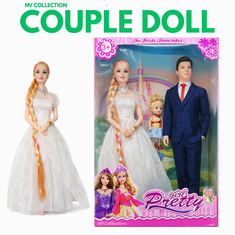 CTC CREATION Couple and Baby Doll Playset for Imaginative Role Play(Multicolor)