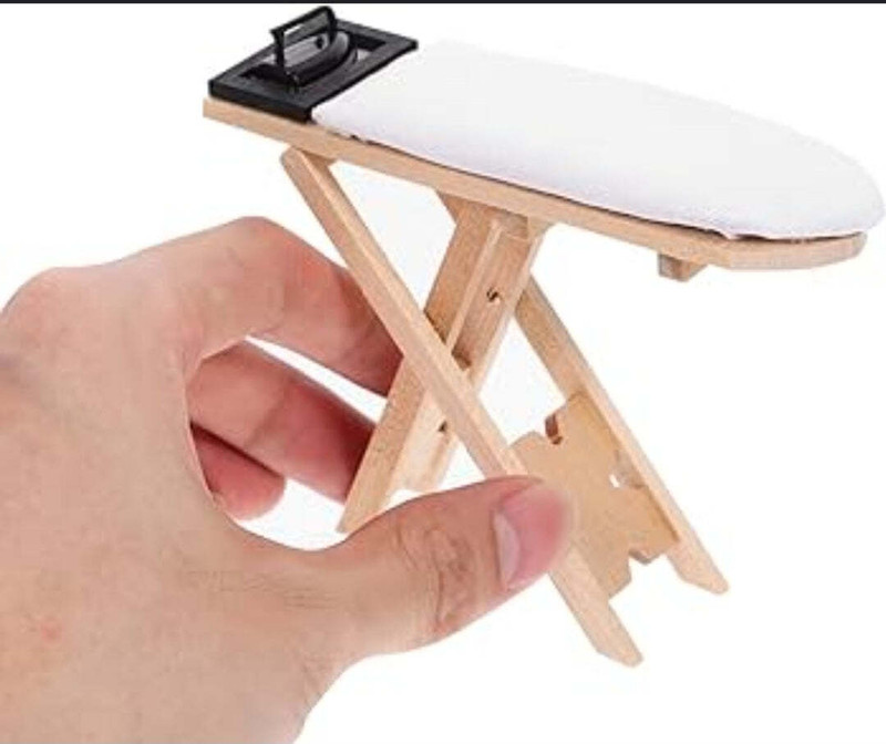 MINIATURES SHOP Miniature Ironing Board Dollhouse Accessories Playset(Beige)