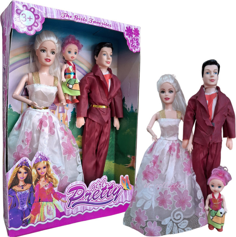 CTC CREATION Princess Family Doll Set with Baby Doll Set for Girl with earring and neck less(Multicolor)
