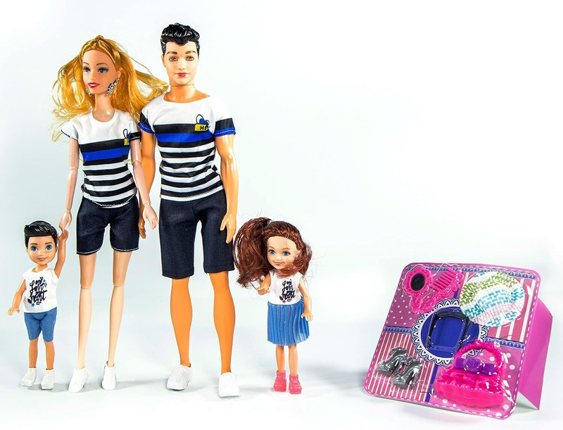 Barodian's Beautiful Multi Color Doll with Family Play Set.(Multicolor)