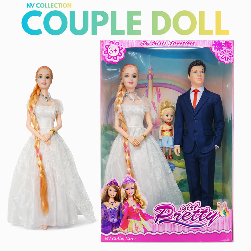 CTC CREATION Pretend Family Doll Set with Couple and Infant(Multicolor)