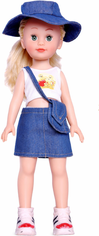 EL FIGO Girl Doll in Denim Shorts, Hat & Hand Bag For Kids Age 2 years - 6 years(Multicolor)