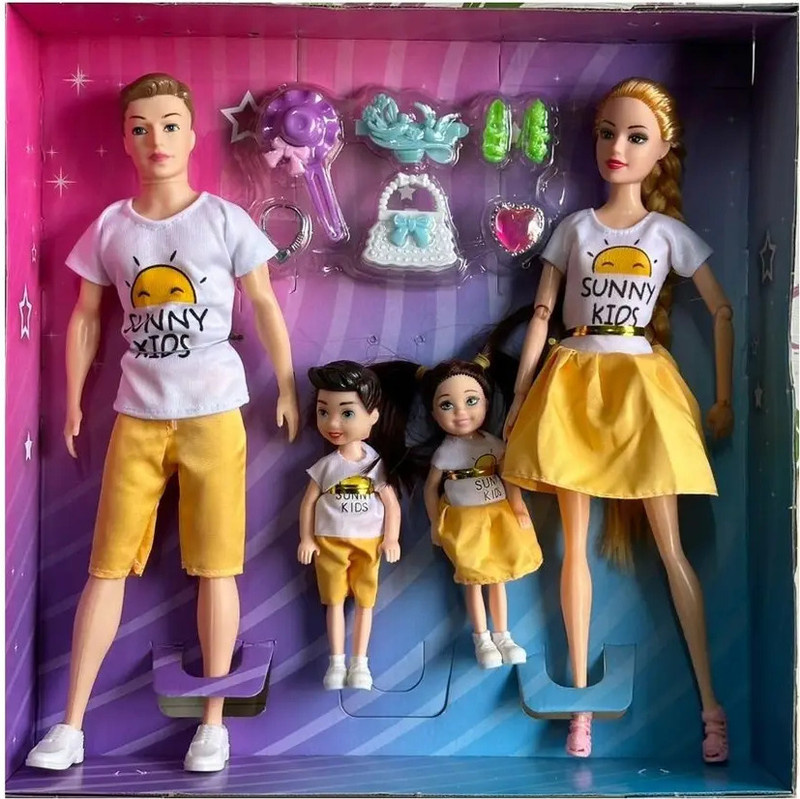 Tarak barbie doll family set for girls(Multicolor)