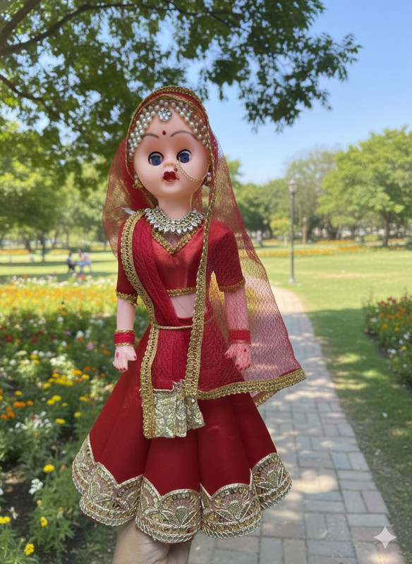 varah Traditional Rajasthani Bride Doll Toy 40cm |Handmade Lehenga Doll for Home Decor(Red)