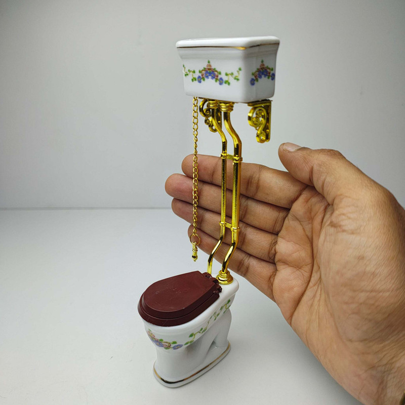MINIATURES SHOP Miniature Victorian Toilet Set Dollhouse Bathroom Accessories(White)