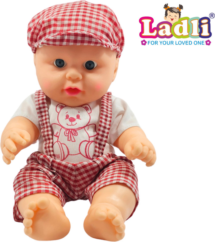 Ladli Rubber Doll for Kids Dress Golu baba Doll for Kids with Milk Bottle Movable Arms(Blue)