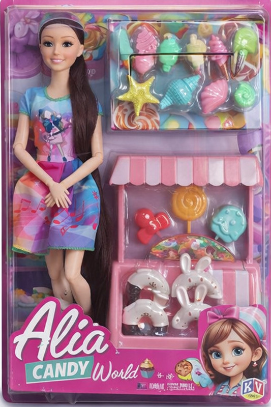 Tgame Alia Candy World Doll Playset with Sweet Shop Accessories(Multicolor)