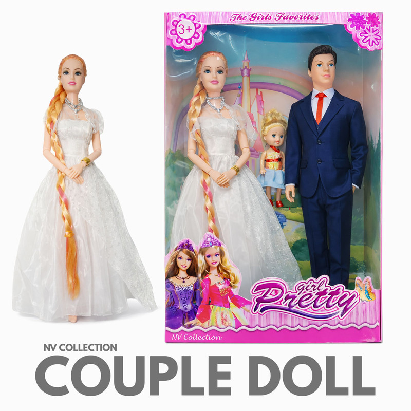 NV COLLECTION Couple Dolls with Baby and Fun Accessories for Role Play Games(Multicolor)