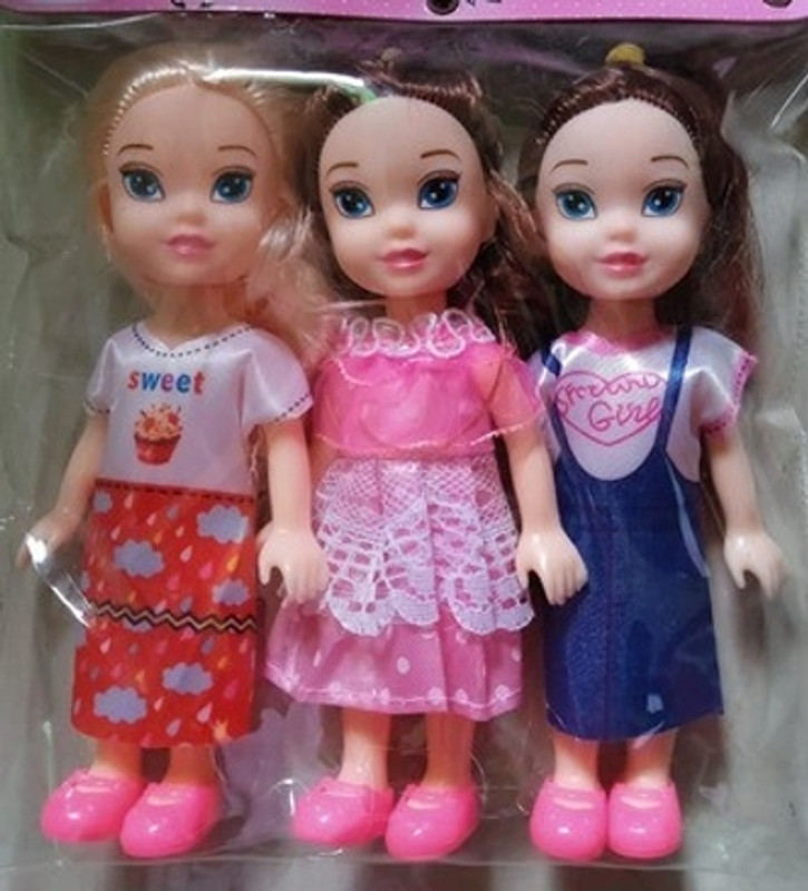 K A Enterprises 3 Princess Dolls Long Hair Girls/Kids | 3 Sisters | Pack of 3 Dolls, Multicolor(Multicolor)