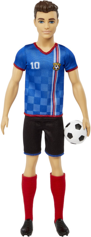BARBIE Ken Soccer Doll, Cropped Hair, #10 Uniform, Soccer Ball, Cleats, Socks, 3 & Up(Multicolor)