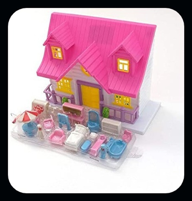MGT CREATION A-Foldable & Openable Door with Furniture, 100% Non-Toxic Doll House Set(Multicolor)