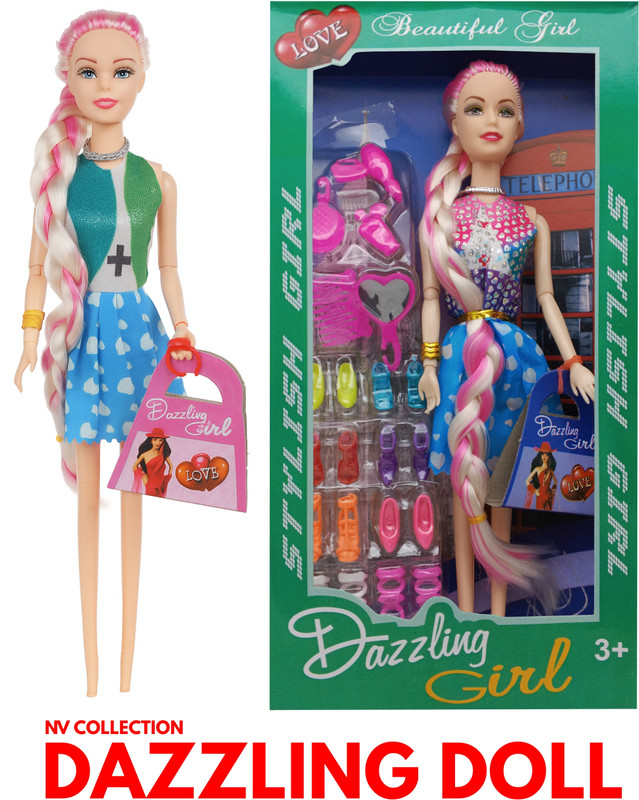 CTC CREATION Doll with beautifully braided hair and a trendy handbag(Multicolor)