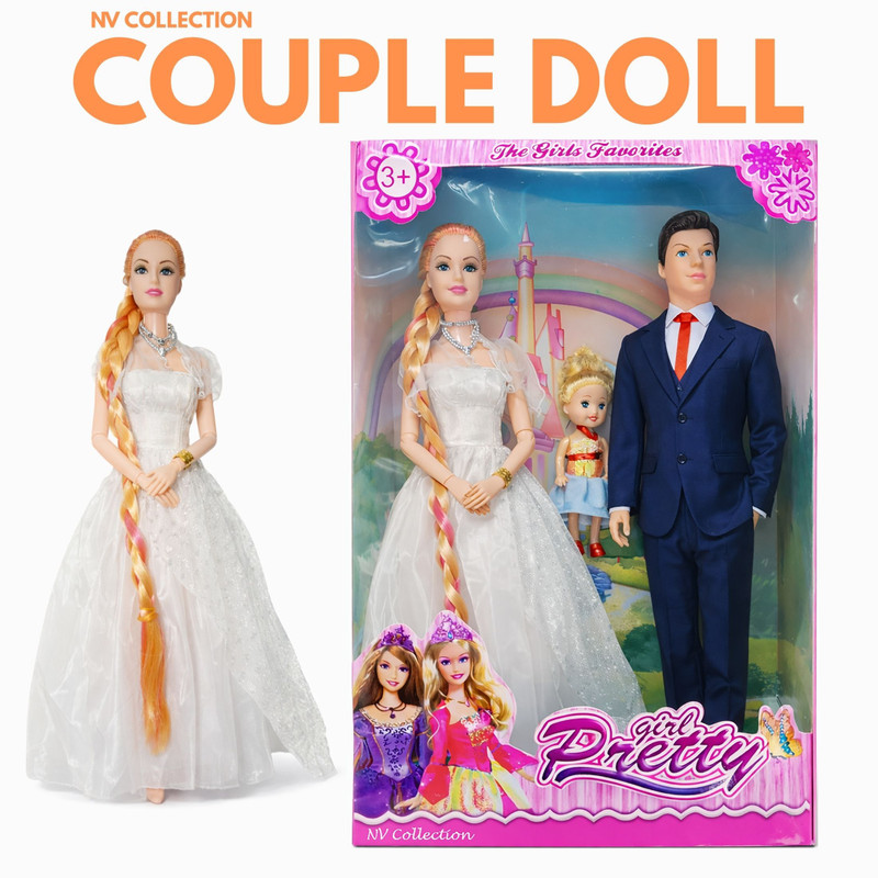 NV COLLECTION Couple Doll Set with Baby for Fun Pretend Adventures(Multicolor)