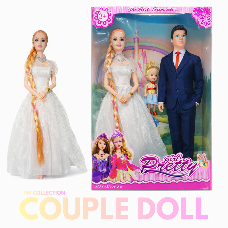 CTC CREATION Family Doll Play Kit with Couple and Baby Figures(Multicolor)