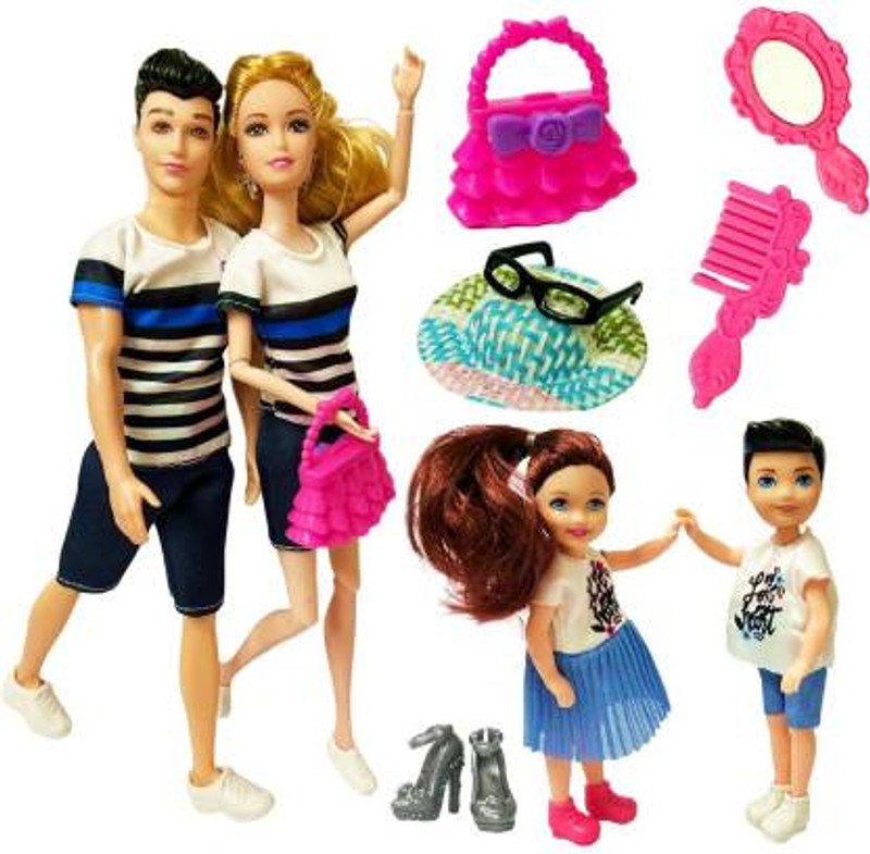 Tarak Family Barbie Doll Set for Girls/ Doll Set for gilrs of 4 Dolls set(Multicolor)